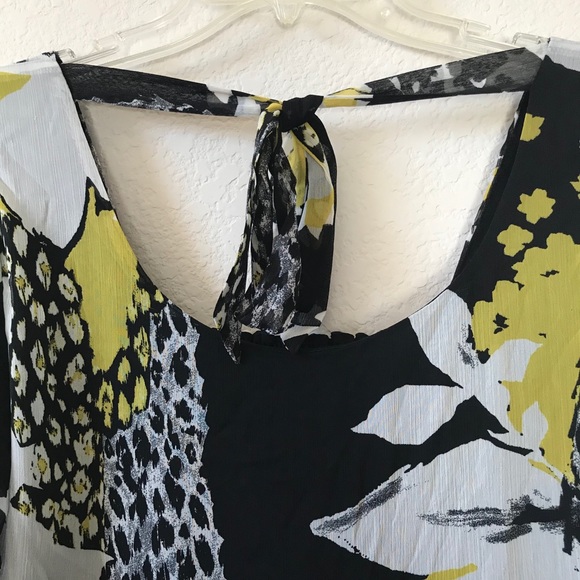 AB Studio Smocked Peplum Floral Chiffon Top Size Medium - Picture 15 of 16